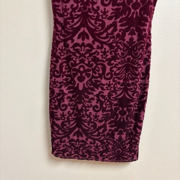 VTG Jump Apparel Womens Red Velvet Burn Out Sheath Y2K Dress Size XS Bodycon 90s - Picture 3 of 12